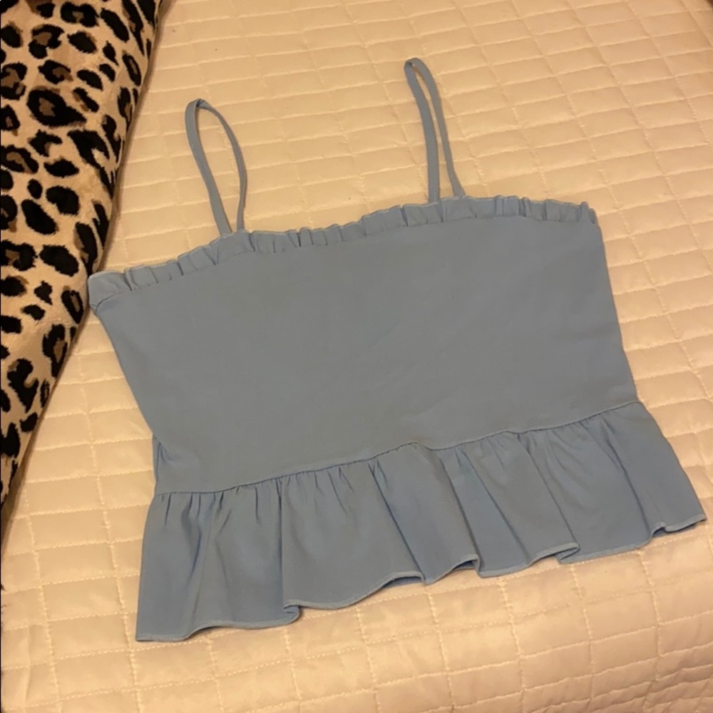 Blue Ruffle Top